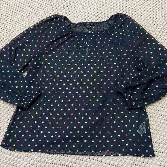 JCrew Popover Blouse Rainbow Clip Dot S - Picture 3 of 8